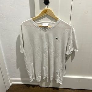 Lacoste Mens V Neck T-Shirt White - XXL